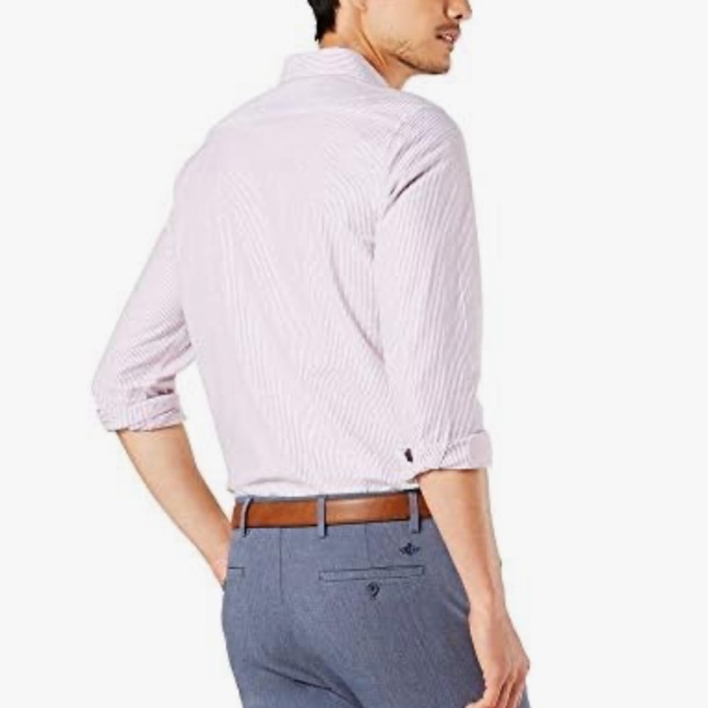 Dockers Supreme Flex Slim Button Up Collared Long Sleeve Shirt, size Medium